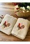 2-Piece 100% Cotton Embroidered Vintage Beige Kitchen Towel Set 40X60Cm