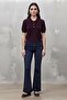 Rose buttoned short sleeve knit blouse murdum - 3