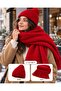 Women's 2-Piece Set Puffy Red Scarf and Ribbed Beanie Set, Winter Gift, Valentine's Day Gift