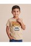 Boys Beige Printed T-Shirt