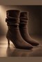 Ruche Gathered Pointed Toe Thin Heeled Women's Boots - 3
