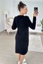 V-Neck Ribbed Crospan Knitwear Dress 7K092 - 5