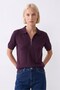 Ring Zipper Short Sleeve Knitwear Blouse Murdum