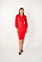 Crepe Fabric Sleeves Tulle Pencil Dress - Red