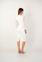 Crepe Fabric Sleeves Tulle Pencil Dress - White - 4