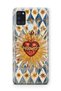 Samsung Galaxy A21S Compatible Vintage Sun and Heart Pattern Transparent Phone Case