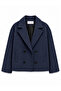 Short Checked Coat - Navy Blue - Sevde Ugur