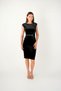 Velvet Fabric Shoulder Tassel Pencil Dress - Black