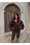 Brown Quilted Fluffy Coat