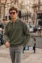 Men's Half Zip Polo Collar Green Knit Sweater - 3