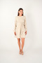 Crepe Fabric Waist Elastic Dress - Mink