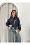 Women's Suede Stone Embroidered Floral Patterned Bomber Jacket - 2