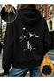 Unisex Black Sun Mountain Back Printed Zippered Sweatshirt Printed Premium Oversize T-Shirt