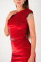 Velvet Fabric Shoulder Tassel Pencil Dress - RED - 3