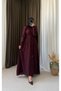 Crew Neck Drawstring Waist Dress - 5173 - Plum - 2