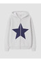 Alita City Lcw Kids Gray Star Embroidered Girls' Zippered Sweatshirt with a Difference