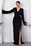 Double-Breasted Collar Slit Long Sleeve Dress K-262725 - 3