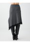 Anthracite Melange Lace Detailed Soft Touch Asymmetrical Midi Skirt - 5
