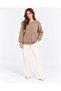 Women's Pearl Detailed Buttoned Crew Neck Long Fleece Knitwear Jacket - 7