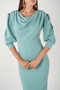 Crepe Fabric Degaje Collar Pencil Dress - Mint Green - 3