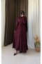 Crew Neck Drawstring Waist Dress - 5173 - Plum