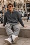 Men's Half-Zip Polo Collar Smoked Knit Sweater - 6
