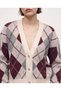 Women's Diamond Patterned Buttoned V-Neck Knitwear Cardigan - 3