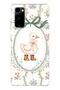Samsung Galaxy S20 Fe Compatible Goose and Flower Pattern Transparent Phone Case