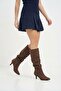 Long Bellows Suede Boots with Long Heels - 2