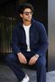 Men's Daily Thick Full Zipper Navy Blue Fleece - 3