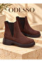 Women's Brown Suede Chelsea Boots with Elastic Side and Mesh Detail, Thick Sole, Short Ankle Casual Boots - 5