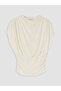 Esvab • Modern & Distinctive Draped Roba Collar Gathered Blouse - 7