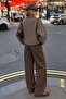 Mink Plaid Patterned Oversize Women's Bomber Jacket Mg2920 - 4
