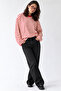 2236 Striped Crew Neck Long Sleeve Oversize Sweatshirt Red - 5