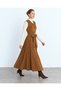 Coffee Corduroy A-Line Maxi Length Front Buttoned Belted Viola Dress - 2