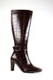 Croco Crocodile Skin Buckle Detailed Women's Thin Heel Zipper Boot 9cm - 7