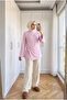 Women's Side Adjustable Drawstring and Slit Detailed Combed Cotton Hijab Tunic 70 cm - 3