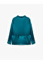 Regular Fit Notched Collar Long Sleeve Tie-Up Satin Shirt - 6