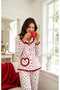 Heart Patterned Special Design Buttoned Women's Pajama Set - Soft Textured Comfortable Home Wear - 4