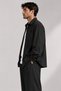 Battal Size Men's Oversize Long Sleeve Black Shirt Jacket - 3