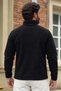 Men's Relax Fit Zippered Textured Black Fleece - 6