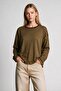 Oversize Striped Seasonal Sweater 4446 Lki̇0077 Khaki Brown - 4