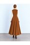 Coffee Corduroy A-Line Maxi Length Front Buttoned Belted Viola Dress - 7