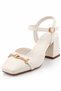 Women's Bridal Shoes Thick Heeled Stone Ankle Strap Heart Detailed Engagement Promise Wedding Shoes 6.5 cm Heel Length - 8