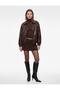 Zippered Long Sleeve Polo Collar Faux Leather Jacket