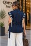 Levure Women's Wide Fit Belted Closure Sleeve Ends with Rope Detail Denim Vest - 4