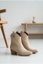 Women's Suede Look Embroidered Cowboy Boots Thick Heeled Western Casual Boots - 2
