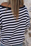 Navy Blue-White Thick Striped Off-Shoulder Blouse - 4