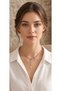 Round Cut Thin Pink Zircon Stone Silver Color Waterway Steel Necklace-Tarnish Resistant-43Cm - 2