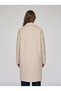 Ecru Women's Cashmere Double-Breasted Collar Single Button Pocket Detailed Coat - 3